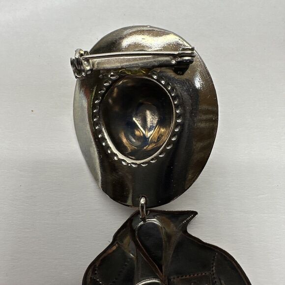 Vtg Articulating Cowboy Brooch w/Movable Parts, Western Hat & Boots, Collectible - Picture 5 of 7